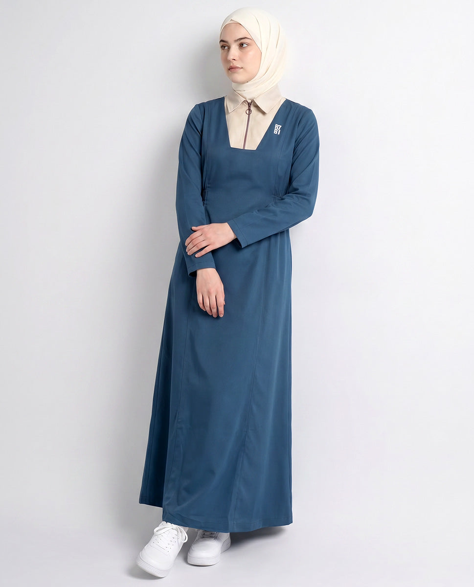 Modern Muse Box Pleat Jilbab - Teal Blue