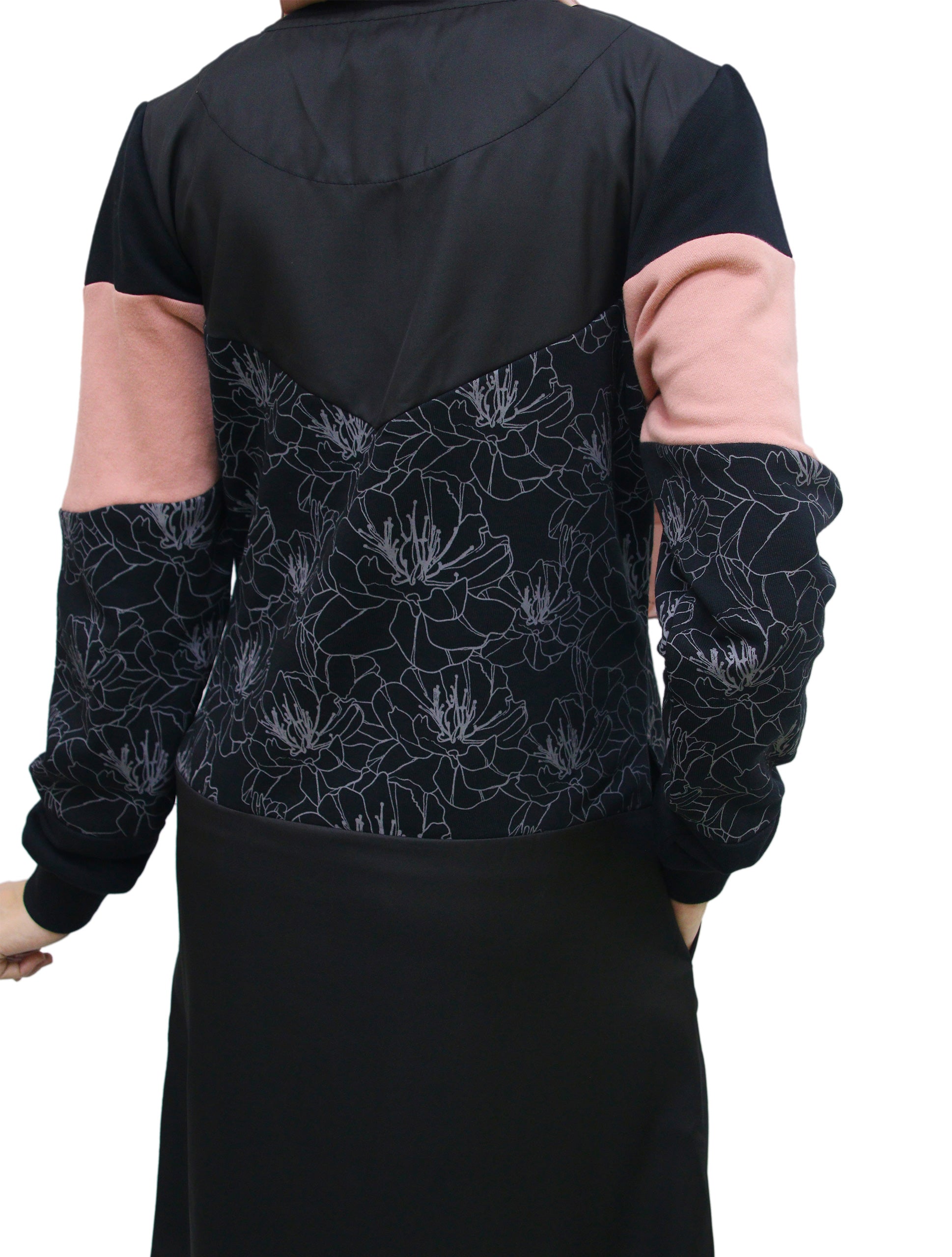 Black Floral Print Jilbab