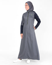 Grey and Navy Raised Neck Zipper Jilbab