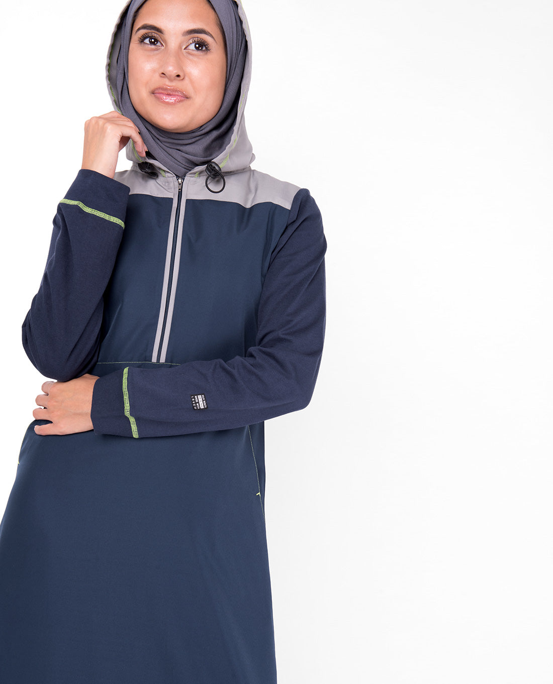 Deep Blue Hooded Kangaroo Pocket Jilbab