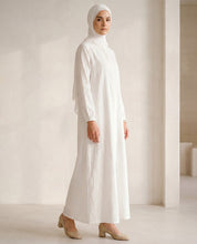 Sacred Journey Concealed Zip White Abaya