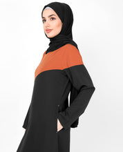 Black & Orange Diagonal Contrast Jilbab