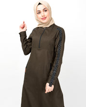 Military Green Geo Print Abaya