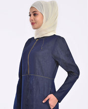 Fine Denim Frilled Neck Jilbab