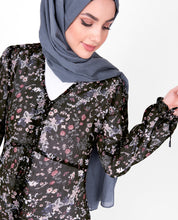 V Neck Black Floral Sheer Outerwear