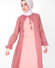 Pink Gathered Neck Sheer Outerwear