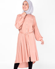 Balloon Sleeve Muted Clay Shirt Dress