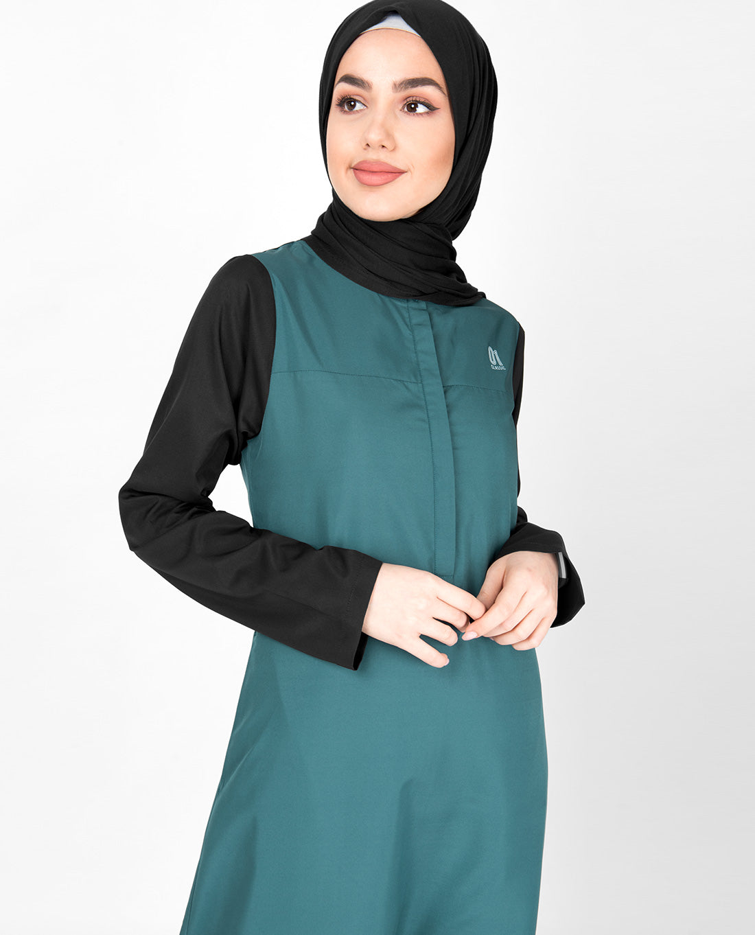 Tapestry Green Colour Blocking Jilbab