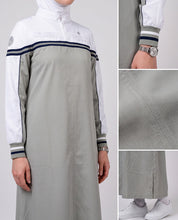Classic Contrast Jilbab - Sage & White