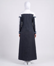 Classic Contrast Jilbab - Navy & White