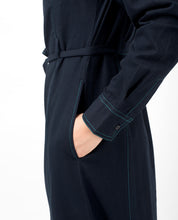 Full Front Open Navy Waist Tie Up Abaya