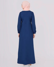 Navy Peony Embroidered Jilbab