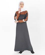 Asphalt Grey and Sequoia Brown Round Neck Jilbab