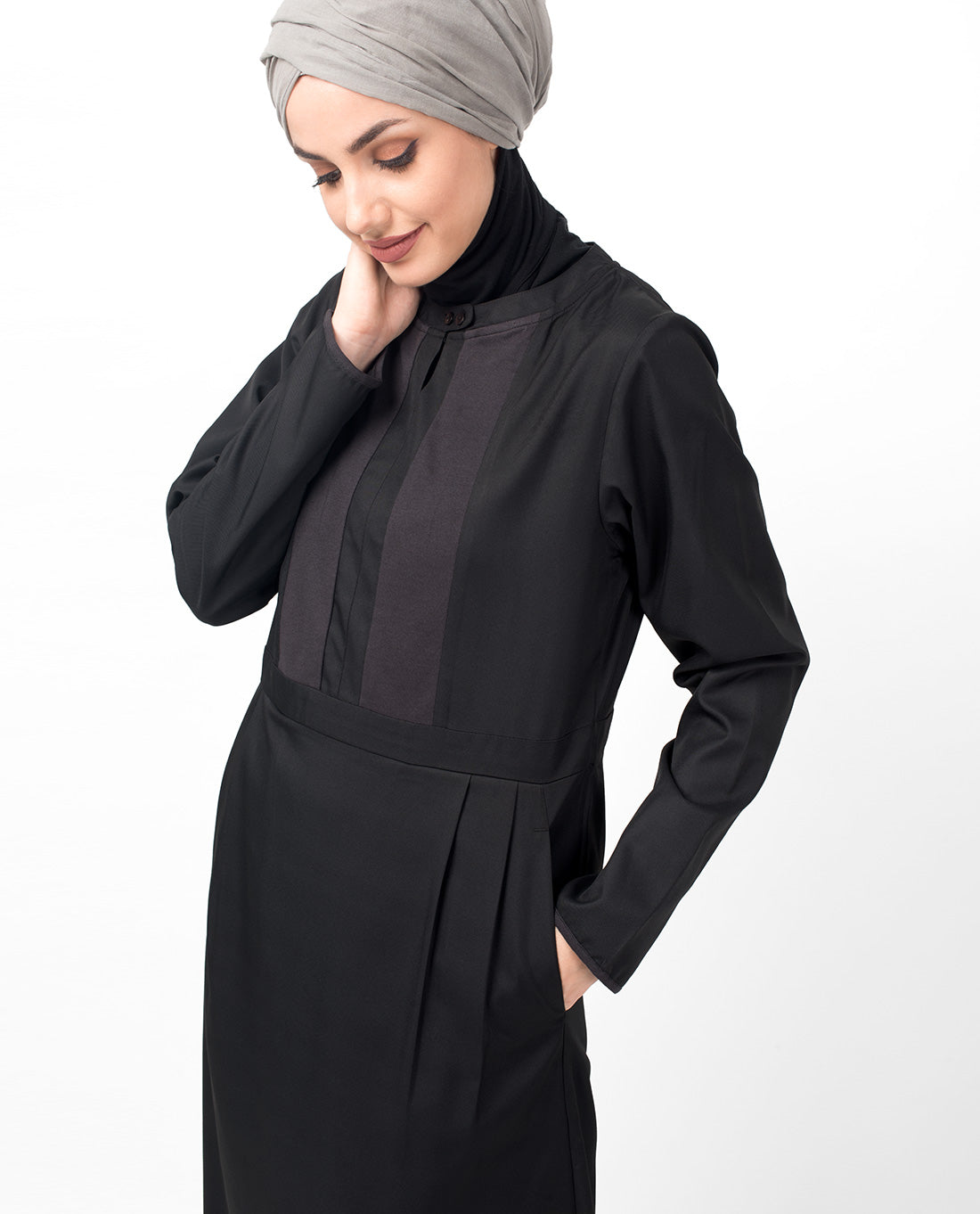 Double Pleat Skirt Black Abaya