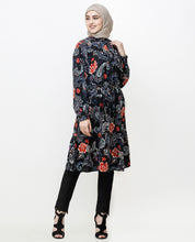 Black Paisley Balloon Sleeve Midi Dress