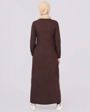 Diagonal Print Full Front Open Brown Jilbab