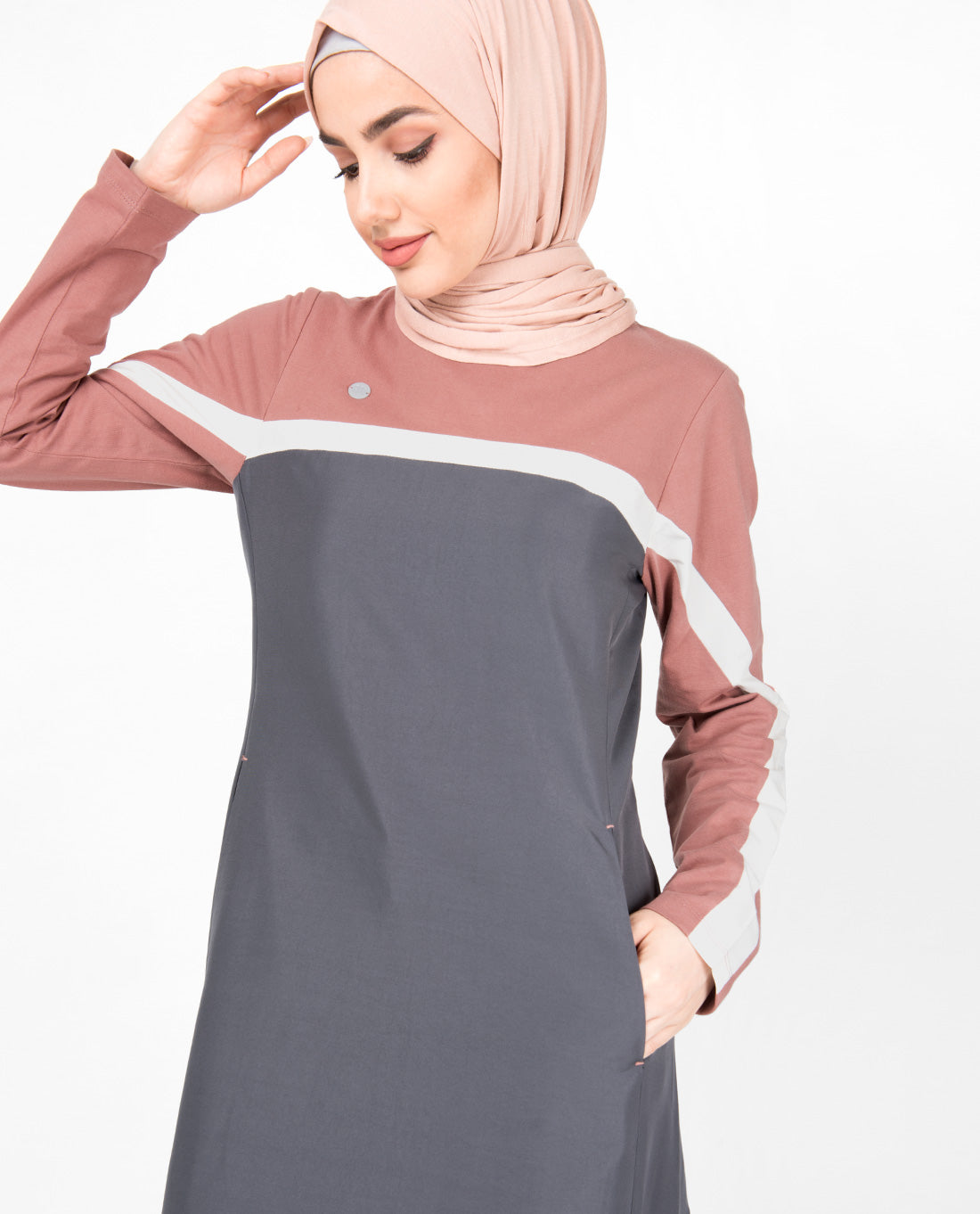 Rabbit Grey Side Print Jilbab