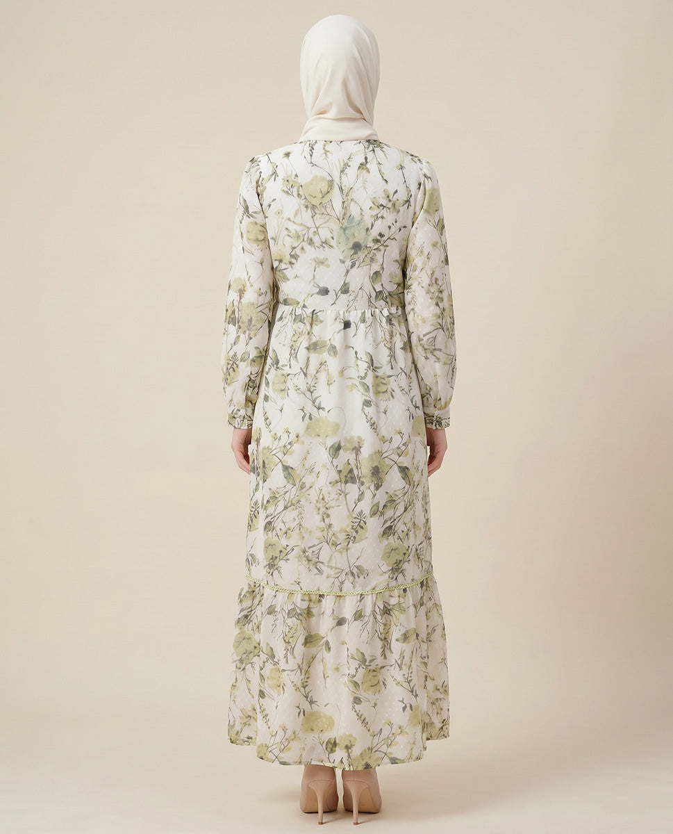 Chiffon Pastel Floral Abaya