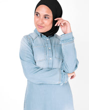 Sun Faded Bleach Blue Denim Abaya