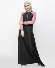 Charcoal Grey & Pink Zipper Jilbab