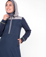 Deep Blue Hooded Kangaroo Pocket Jilbab