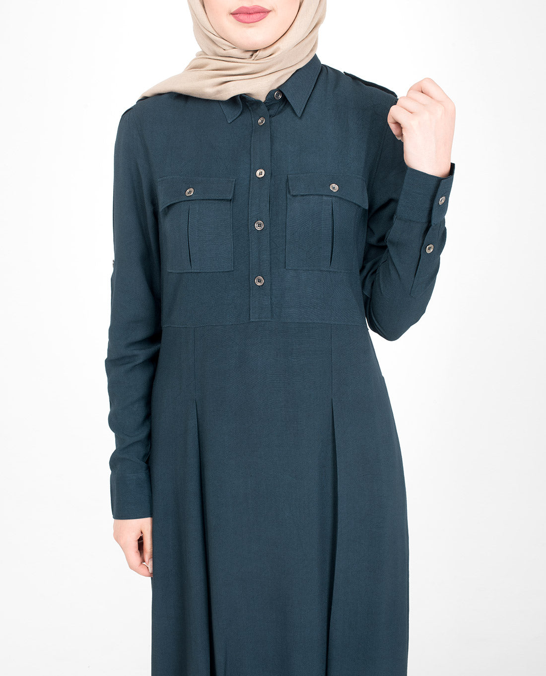 Navy Pleated Flare Jilbab