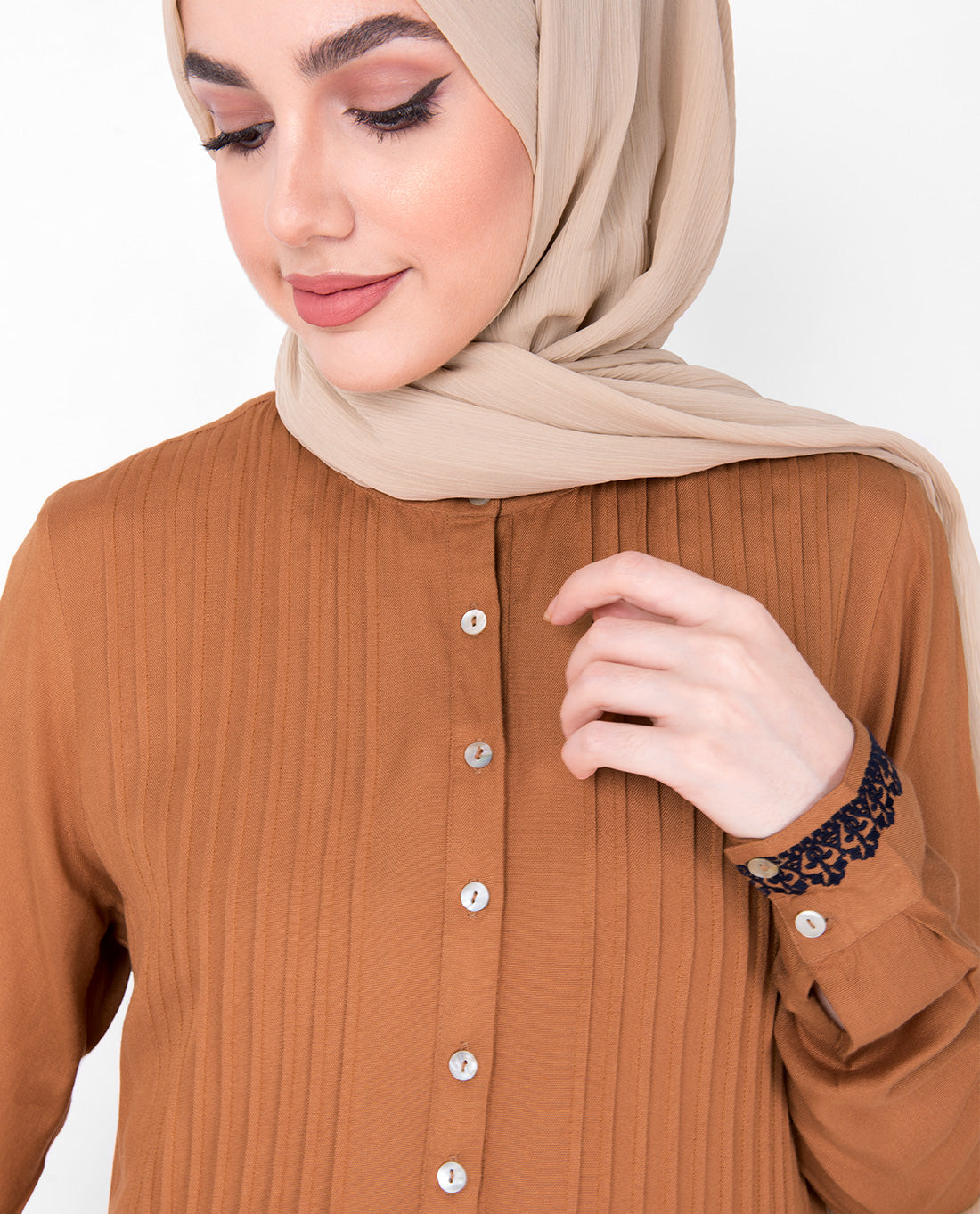 Sudan Brown Pin Tuck Midi