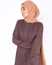 Deep Taupe Pin Tuck Shirt Dress