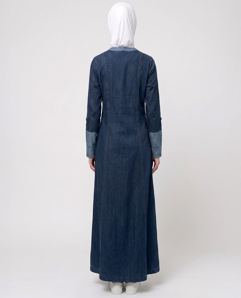 Fine Denim Band Collar Jilbab