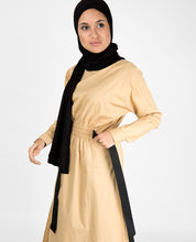 Biscuit Beige Boat Neck Long Top