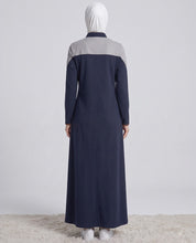 Navy Grey Sporty Contrast Jilbab