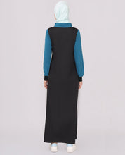 Black & Teal Drawstring Jilbab