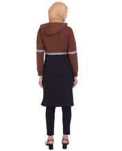 Brown Colour Block Hoody Top