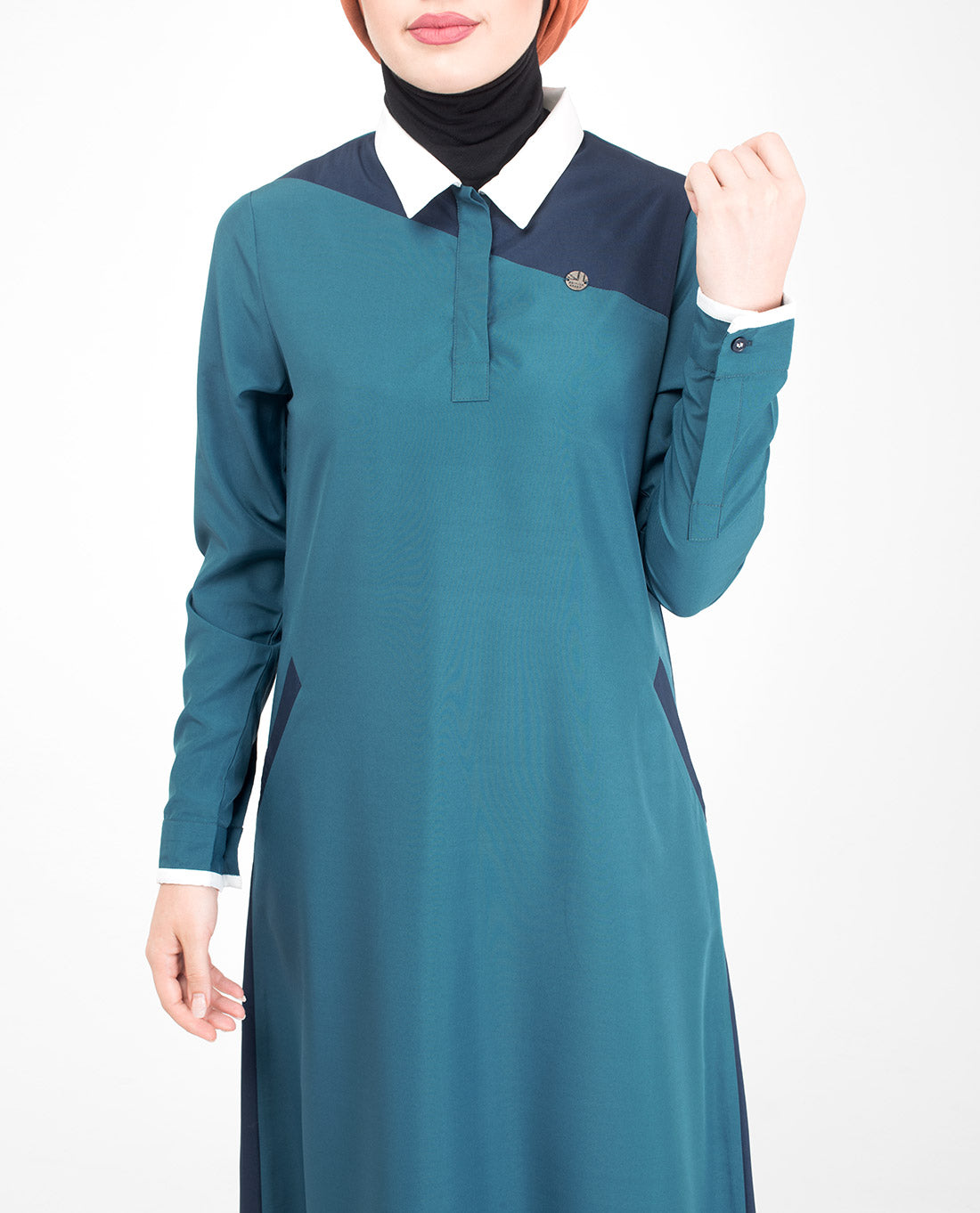 Asymmetric Colour Block Jilbab