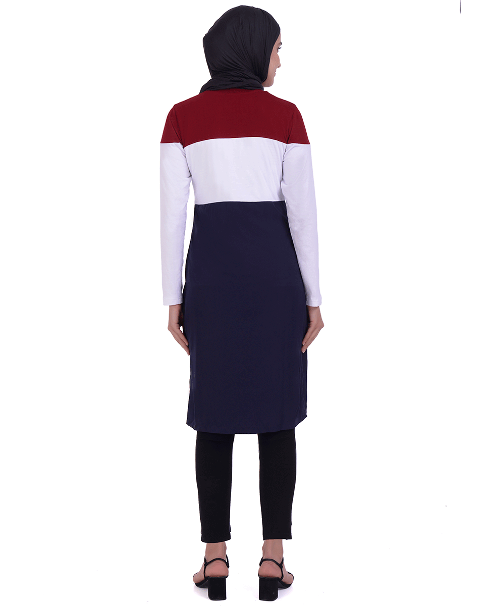 Navy Jersey Colour Block T-Shirt Dress