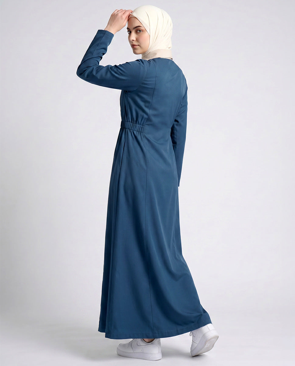 Modern Muse Box Pleat Jilbab - Teal Blue