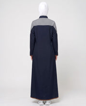Navy Grey Sporty Contrast Jilbab