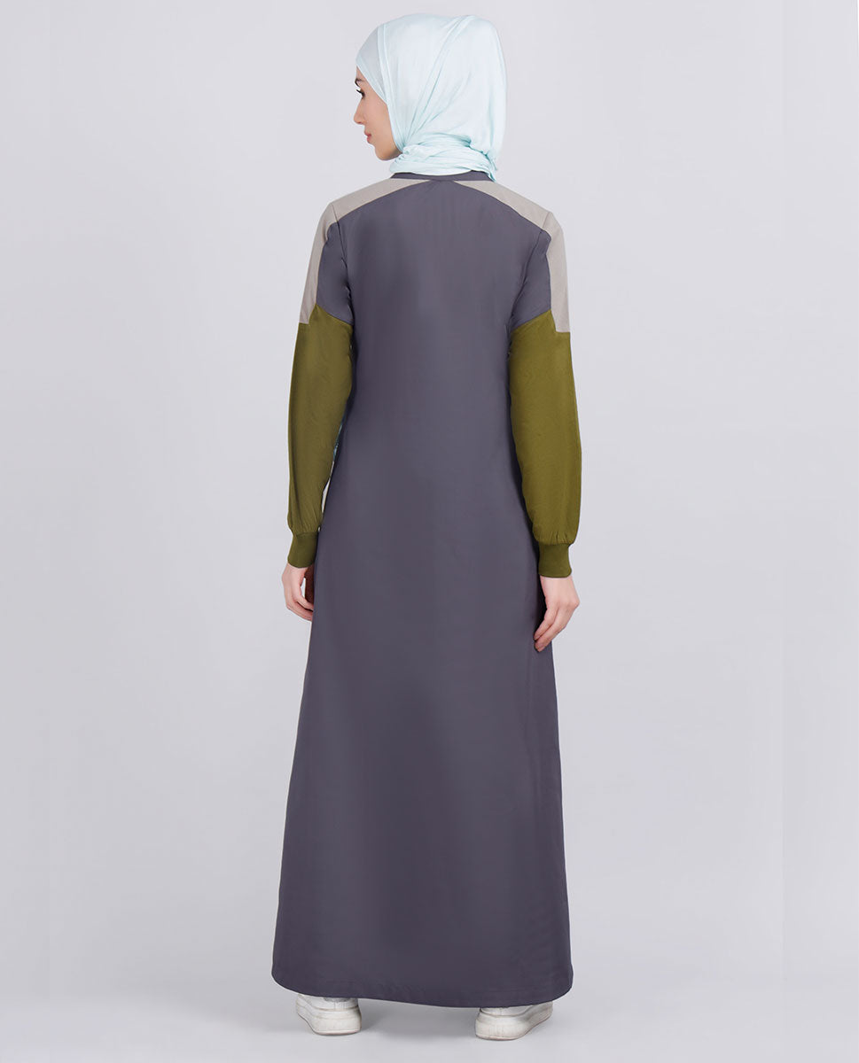 Olive Dab Anthracite Grey Jilbab