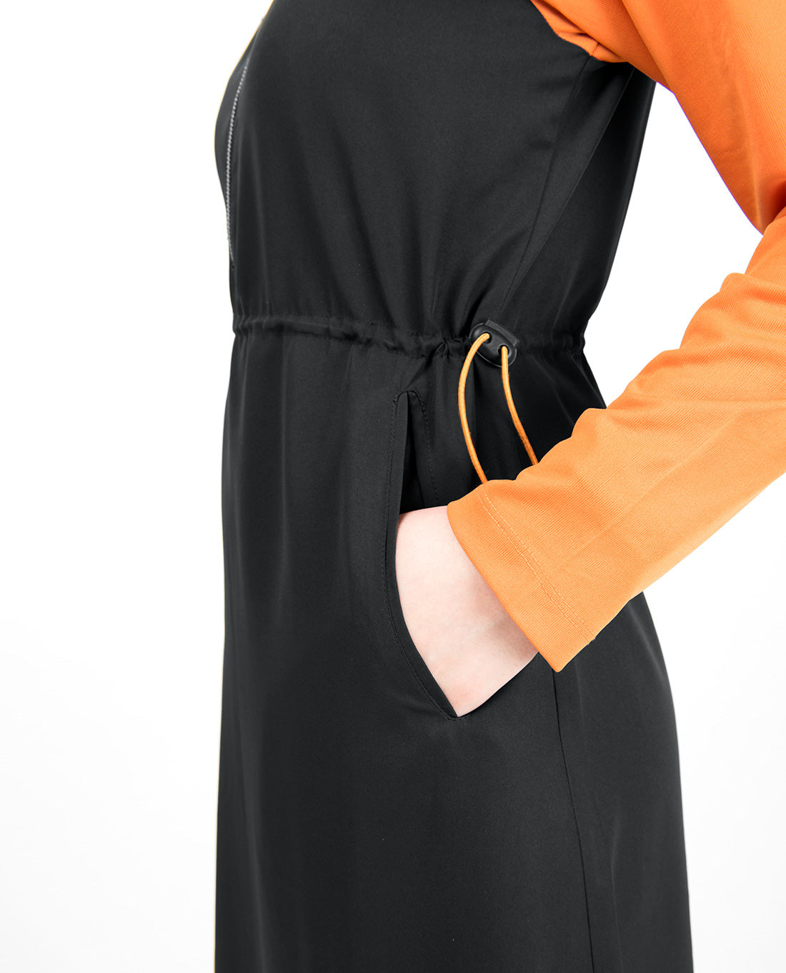 Black & Orange Toggle Zipper Jilbab