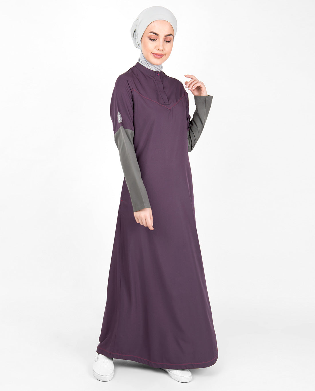 Purple Contrast Sleeve Jilbab