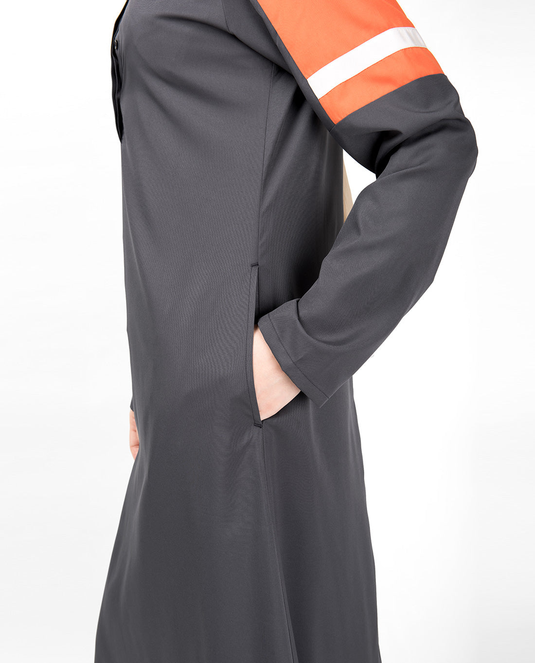 Grey & Orange Raised Neck Jilbab