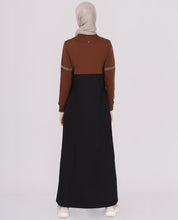 Brown Winter Colour Block Jilbab