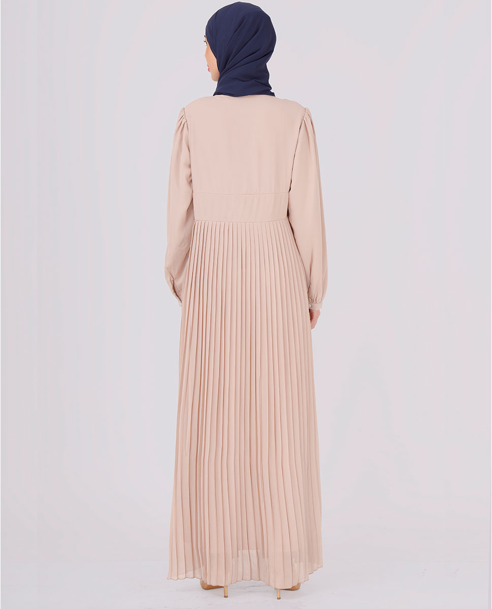 Dusty Peach Pleated Abaya