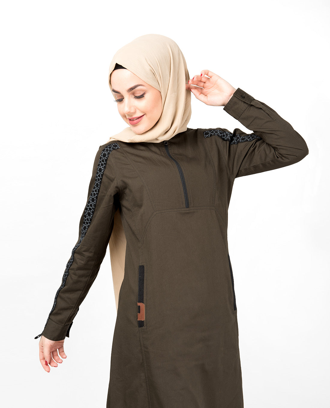 Military Green Geo Print Abaya