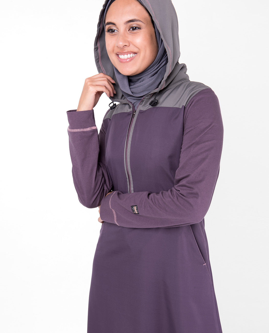 Purple Hooded Kangaroo Pocket Jilbab