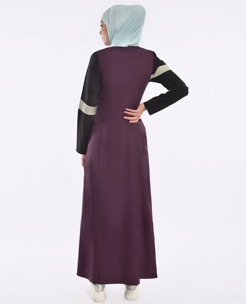 Plum And Black Diagonal Contrast Jilbab