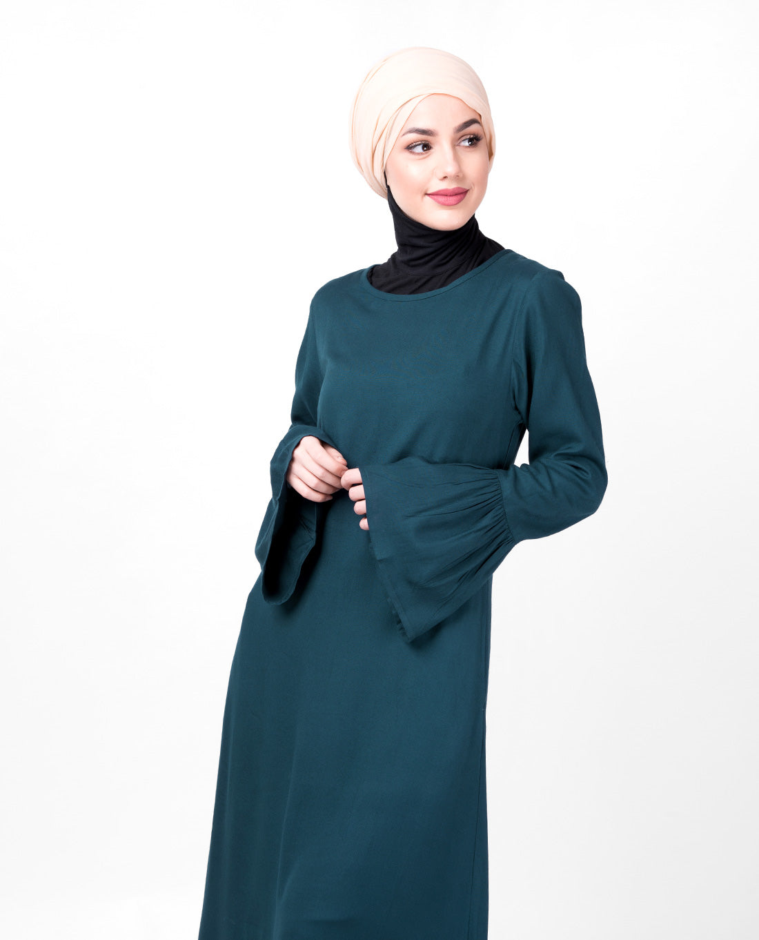 Teal Bell Sleeve Abaya