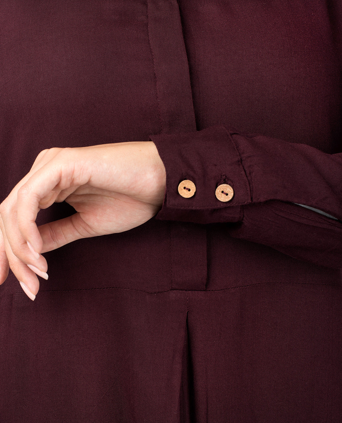 Maroon Long Side Slit Box Pleat Midi