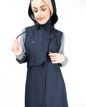 Detachable Hoodie Deep Denim Abaya