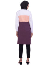 Plum Twill & Jersey Colour Block Top